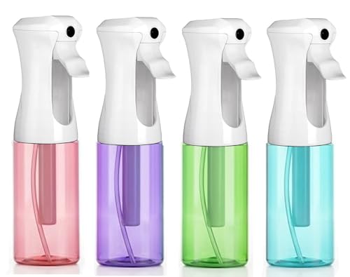 VIGOR PATH Continuous Fine Mist Spray Bottle – 6.7oz/200ml Refillable Water Mister for Hair, Cleaning, Plants & Beauty (Variety Pack) - color: VARIETY PACK OF 4