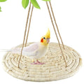 FlidRunest Bird Swing Hammock Bed, Natural Corn Woven Parrot Hammock Swing Mat, Hanging Bird Climbing Perch Mat, Relieve Boredom Chewing Toy for Birds Parakeets Lovebirds Cockatiels Conure, yellow