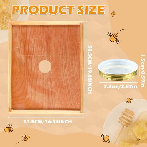 Colingmill 2 Pack Bee Hive Inner Cover and Bee Entrance Feeders for 10 Frame Hive Box Cover with Feeding Hole Insulation Ventilation Inner Cover Perforated for Beekeeping Supplies