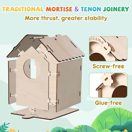 JMMICO Paint Your Own BirdHouses, Wooden Painting Crafts Kits for Kids, Wooden Woodpecker Doorbell & DIY Bird House for Outside, Arts and Crafts for Kids, Easter Gifts for 8-12 Year Old Girls Boys - size: 2PCS
