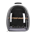 Transparent Parrot Backpack: Wooden Perch, Shoulder Strap, Breathable. Ideal for outings with Parrots, Magpies, & Birds. Comfortable & Spacious. (Black-1) - color: Black-1