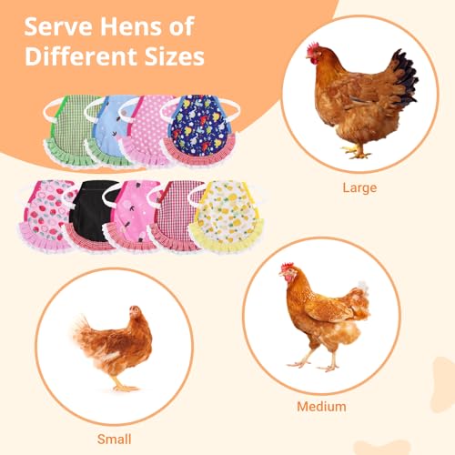 9Pcs Chicken Saddles For Hens, Waterproof Chicken Aprons with Elastic Straps, Chicken Feather Protective Jackets, Poultry Protectors, Wing Back Protectors, Hen Feather Fixing Supplies