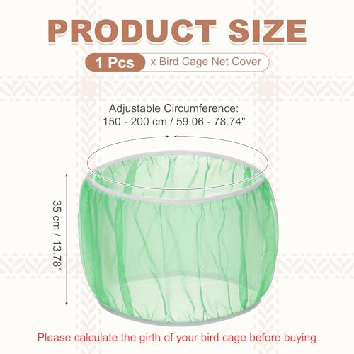 Bird Cage Seed Catcher, Bird Cage Net Cover Seeds Guard, Universal Birdcage Accessories, Green, Circumference 59.1"-78.7", Height 13.8" for Parrot Cockatiel Enclosures - color: Green, size: Circumference 59.1"-78.7", height 13.8"