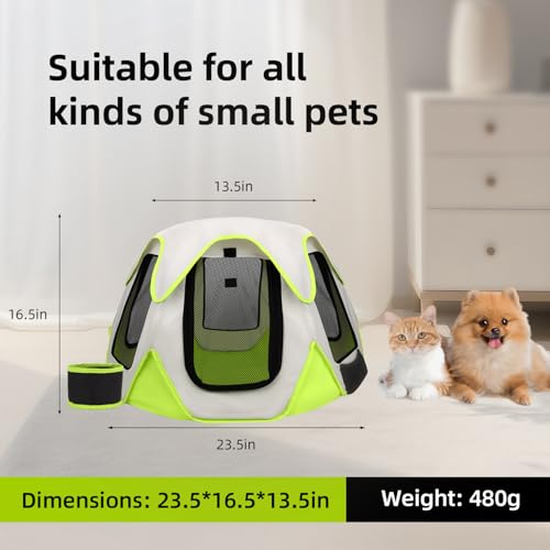Foldable Portable Pet Playpen with Bowls,Indoor Outdoor Pet Enclosure Green | Foldable lightweight pet tent with feeding bowls; indoor outdoor & travel camping use, fits dogs, cats, rabbits, chickens - color: green