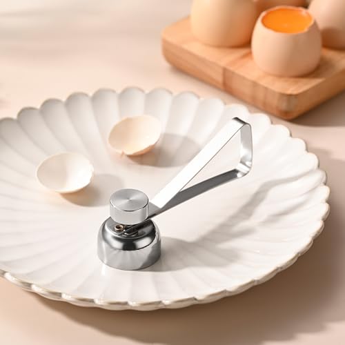 Fox Run Stainless Steel Egg Cracker, Egg Shell Opener for Boiled & Raw Eggs | Long Lasting & Dishwasher Safe Egg Cracker Tool | Easily Open The Shells Of Raw & Hard Boiled Eggs | Egg Breaker Gadget