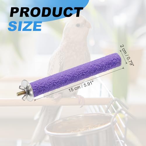 Bird Perch Stand, Colorful Paw Grinding Stick, Wood Rough-surfaced Perch Parrot Stand 15 x 2 Cm, (Purple, 2 Pcs), Intended for Home/Animal Parks/Pet Stores - color: Purple, size: 15 x 2 cm / 5.91 x 0.71 inch