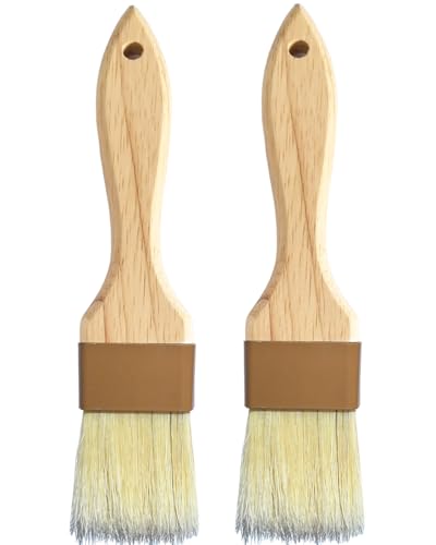 Natural Boar Bristle Pastry & Basting Brush - Non-Shedding, Food-Grade & Heat-Resistant Kitchen Tool for Cooking, Baking, Butter, Egg Wash, Oil, Sauce, Marinade & Cleaning Coffee Grinders - 1.5 Inch