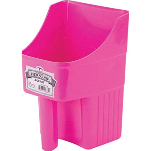 Little Giant® Plastic Enclosed Feed Scoop | Heavy Duty Durable Stackable Feed Scoop with Measure Marks | 3 Quart | Ranchers, Homesteaders and Livestock Farmers | Hot Pink - color: Hot Pink
