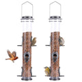 2PK Metal Bird Feeders with 6 Feeding Ports,Tube Bird Feeder with Steel Hanger,Hard Plastic Wild Bird Feeder for Outdoors Hanging, Attracting Birds in Your Lawn, Garden, Balcony (Grey) - color: Grey 2 PACK