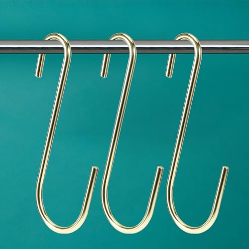 Vindar 3 Pack 6 Inches Bird Feeder Hook Heavy Duty Gold S Hooks Hangers for Kitchen, Office, Wind Chimes, Lanterns, Gardening Tools, Hummingbirds Feeders, Bird House, Lanterns - color: Gold 3 Pack 6 Inch