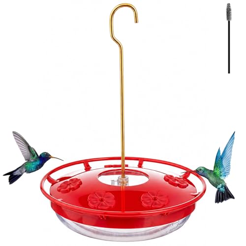 Hummingbird Feeders for Outdoors,16oz Leak-Proof Dish-Style Nectar Feeder Built-in Ant Moat, 5 Feeding Ports, Wide Mouth Easy Clean, BPA-Free Garden Decor Gifts - size: 1 Pack