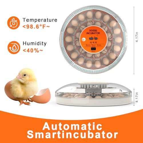 30 Egg Incubator with Automatic Egg Turning and Humidity Control,360 Degree View with Clear Window, Incubators for Hatching Eggs, Chicken, Ducks, Goose, Pigeon, Quail, Parrot - size: 30 Eggs