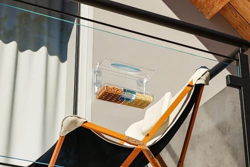 Acrylcc Window Bird Feeders with Strong Suction Cups for Window Viewing and Balcony,See Through Wild Birdfeeder with Bath and Water Combo,Clear Windows Bird Feeder for Cats,Kids,Birds Lover Gifts