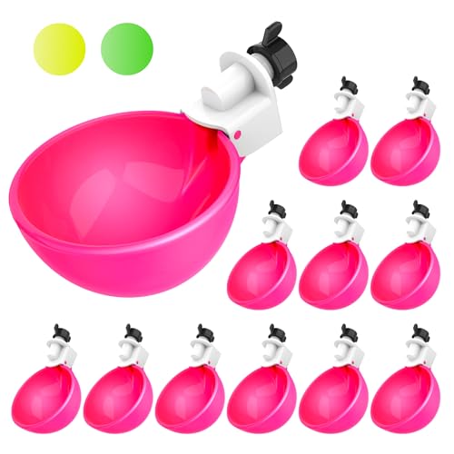 Lil'Clucker - Large Automatic Chicken Waterer Cups Suitable for Ducks, Geese, Turkeys, and Bunny Rabbit - Water Feeder Kit - Poultry Waterer (Pink, 12 Pack) - color: Pink, size: 12 Pack
