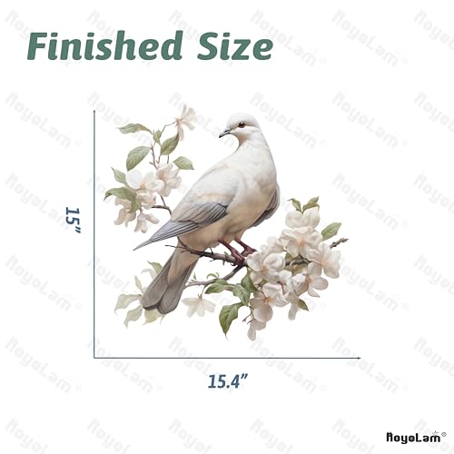 Soaring Dove Amidst Blooming Flowers Wall Decal Animal Wall Sticker | Removable peel and stick watercolor pigeon wall art with animal for nursery, classroom, preschool, and living room