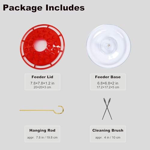 Hummingbird Feeders for Outdoors Hanging - 25 Feeding Ports 10 oz Plastic Hummingbird Feeder, Bee-Proof Leak-Proof No Drip, Easy to Clean with Cleaning Brushes - size: 10 oz