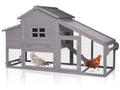 Chicken Coop Expandable Chicken House for Outdoor with Wheels, Leakproof Pull-on Tray, Nesting Box, and UV-Resistant Roof Panel - Grey