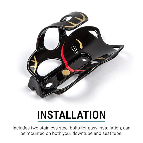 Portland Design Works Water Bottle Cage - Lightweight Water Bottle Holder for Bikes, Lucky Cat Cage, Black - style: Lucky Cat Cage - Black