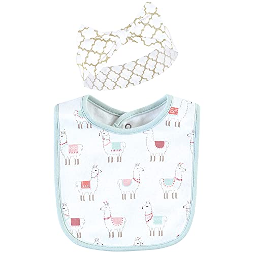 Hudson Baby Unisex Baby Cotton Bib and Headband Set - color: Llama, size: One Size