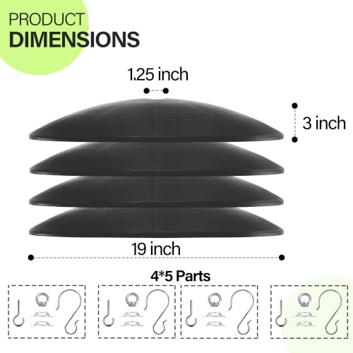 19.25-Inch Extra Large Squirrel Baffle,Hummingbird Feeder Shade Dome Cover, Bird Feeder Rain Guard, Hanging Squirrel Proof for Shepherd's Hook Outdoors (Black) 4 Pack - color: Black, size: 19''/4P