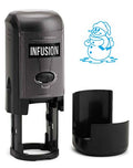 Infusion Round Teacher Stamp, Holiday, 3/4'' Self-Inking Rubber Stamp - Snowman - Sky Blue Ink - color: Snowman
