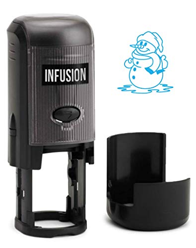 Infusion Round Teacher Stamp, Holiday, 3/4'' Self-Inking Rubber Stamp - Snowman - Sky Blue Ink - color: Snowman