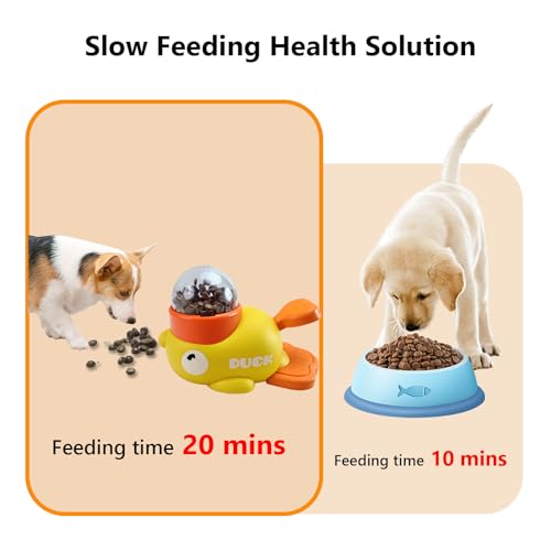 Duck Treat Dispenser for Cats and Small Dogs to Train Problem-Solving Skills, Dog Slow Feeder to Prevent Bloating, Cat Puzzle Feeder to Improve IQ,Interactive Treat Dispensing Enrichment Toy