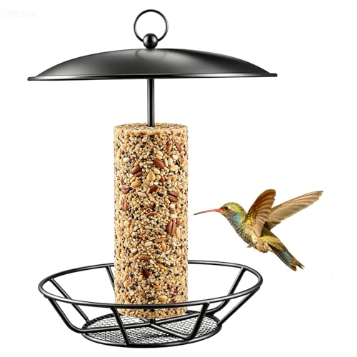 1 Pack Cylinder Bird Feeder, S-6-2 Seed Cake Bird Feeder Holder, Metal Suet Cake Holder, Backyard Wild Birdfeeding Birds Feeders for Outdoors Garden