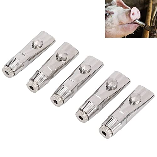 Automatic Pig Nipple Drinker, 5PCS Pig Drinker Metal Proof Automatic Pig Waterer Nipple Drinkers Animals Water Feeder for Sows Swine Piglets