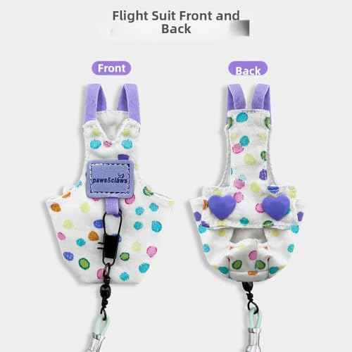 Bird Harness Leash Set Adjustable Vest Anti-Lost Wrist Strap for Parakeet Cockatiel Conure Lovebird (Purple, Quaker Parrot/Golden Sun Conure/Indian Ringneck Parakeet 12 * 7cm/6g) - color: Purple