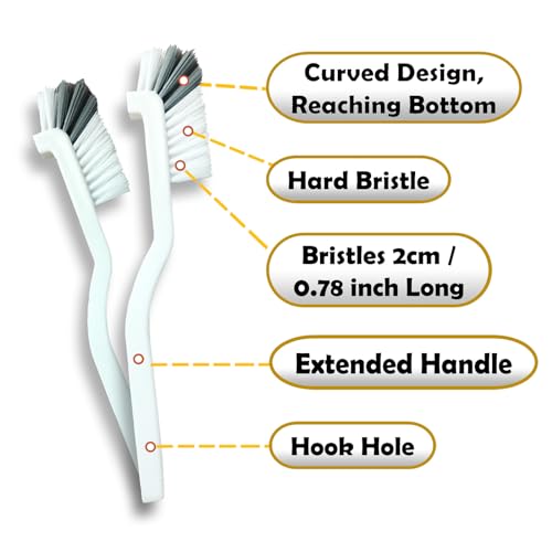 Betanull Grout Brush, Crevice Cleaning Brush Set, Stiff Bristle Scrub Brush | Ideal for bathroom cleaning supplies, tile, shower corners and small spaces. Nylon brushes for cleaning grout effectively