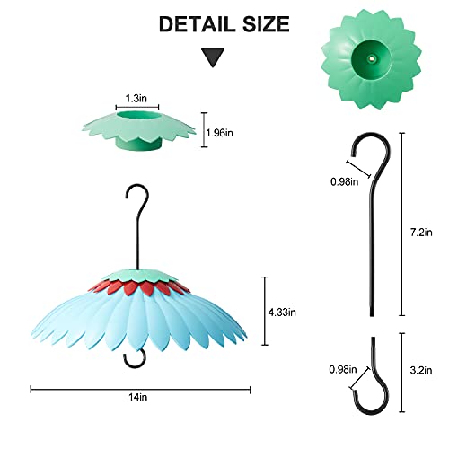 Beserie Squirrel Baffle,Hang from Bird Feeders for Outdoors Squirrel Proof, Protect Feed Green Dome Attract Hummingbirds, Moat Proof, Easy to Clean-14inch(Blue) - color: Blue 14in