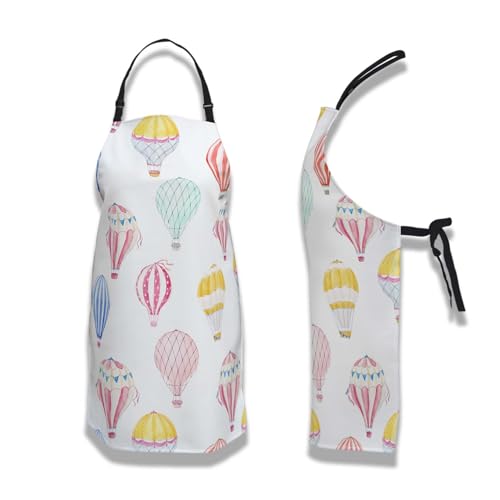 Kitchen Apron for Women Hot Air Balloons Mans Aprons for Cooking Restaurant BBQ Painting Crafting Gardening 27” (W) x 31” (H), Waterproof Apron - color: Hot Air Balloons