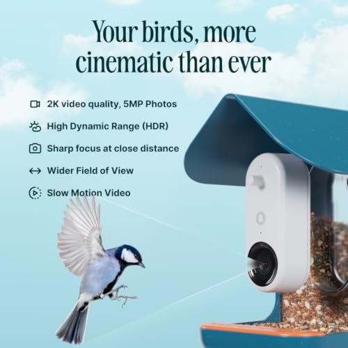 Birdbuddy Pro Smart Bird Feeder with Camera, AI Bird ID, 2K Video & Photos | 2K video quality, 5MP Photos, 1/2.7” sensor with excellent low-light performance, High Dynamic Range (HDR)