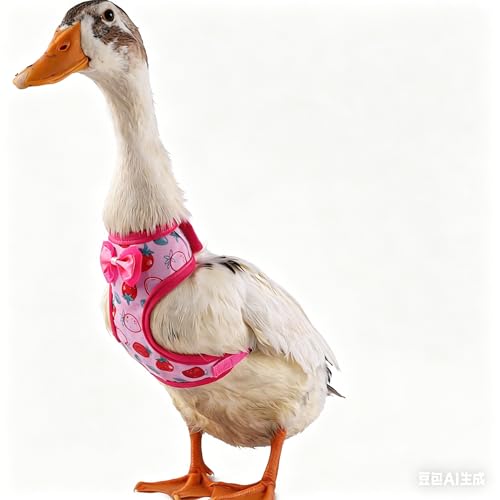 Chicken Harness and Leash Set Adjustable Mesh Breathable Pets Leashs Duck Training Harness for Goose Hen Rooster Parrots Dog Kitten,Pink Peach M - color: Pink, size: M( Chest 13-16.2")