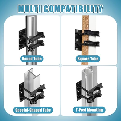 Post Tubes Mounting Bracket, 1-Pack Adjustable Solar Mounting Bracket Fence Hook Compatible with Round, Square, T-Posts, Irregularly Shaped Pipes (Max. 1-3/4" Width)