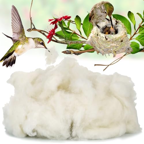 Natural Cotton Nesting Material 3.6oz, Nest Bedding Supplies for Wild Birds | Hummingbirds, Finches, Canaries & Parakeets, Bedding Fiber for Hamsters, Rabbits, Squirrel & Small Pets, Cages and Nest Boxes - color: White