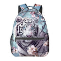 White Tiger Backpack,Cherry Blossom Polyester Backpacks,Lightweight Double Shoulder Back Pack for Kids Teens,Cool Animal Bookbag,School Bag Gifts,Casual Travel Daypack Book Packs - color: White Tiger