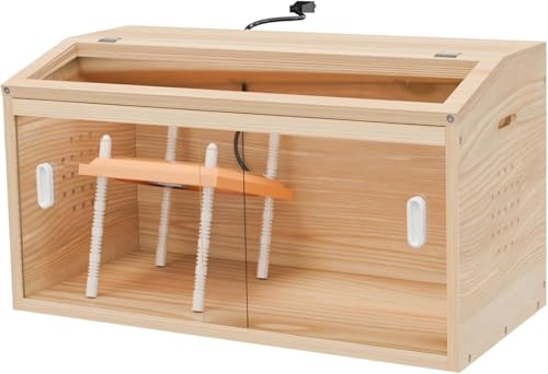 Brooder Box for Chicks 32x16x16'' with Heating Plate & Sliding Door Brooder Heater for Chick Brooder Indoor Accommodates Up to 15 Chicks Ideal for Chickens Ducks Quails Hamsters Wooden - size: 31.5 x15.7 x15.7''