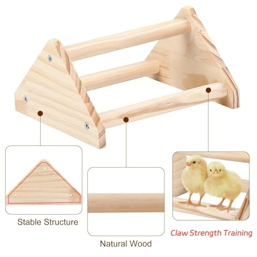 Wooden Chick Perch Stand, Pine Chicks Roosting Bar, Jungle Gym Perch Toys for Chicken Coop & Brooder, Bird Perch for Baby Chicks & Parrots (Small) - color: Small
