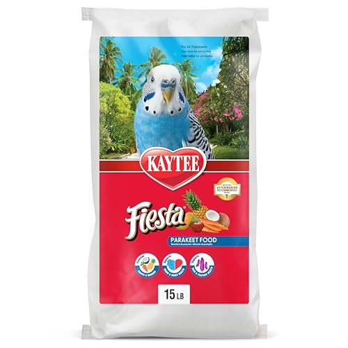 Kaytee Fiesta Parakeet Food, Nutritious and Fun Blend, Supports Skin, Feather, Digestion, Brain and Heart Health, 15 Pounds - size: 15 Pound (Pack of 1)