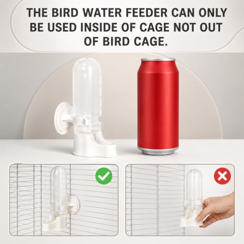 2 Pcs Automatic Bird Water Dispenser Hanging for Cage, Bird Water Feeder for Cage, Parakeet Waters Dispenser No Mess Suspended Design, Automatic Watering Device for Small Birds White