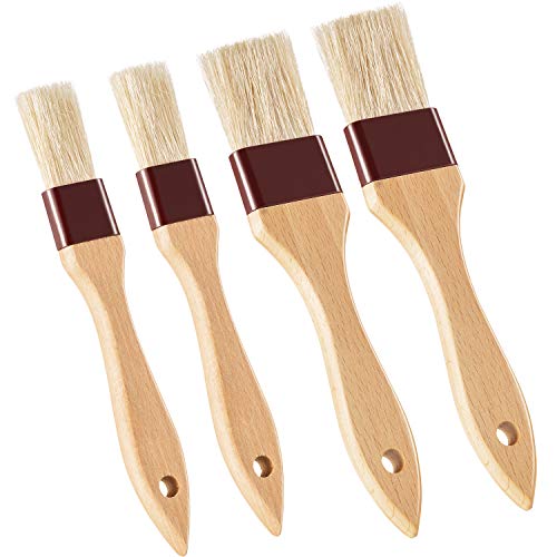 Boao 4 Pcs Pastry Brush, Natural Bristle Basting Brush for Cooking and Baking, BBQ Brushes for Butter, Baster, Oil, Egg, Sauce, Turkey, Grilling, Marinade and Kitchen Food(1 Inch, 1 1/2 Inch) - size: 1 Inch, 1 1/2 Inch
