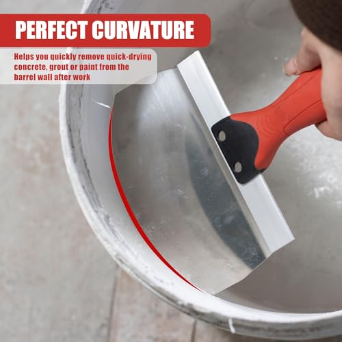 6.5" Bucket Scoop for Drywall & Plaster, Stainless Steel | Contoured Blade, Soft-Grip Handle, For Drywall Mixing, Plaster Application, Paint Scraping, Mortar Handling, Spackling