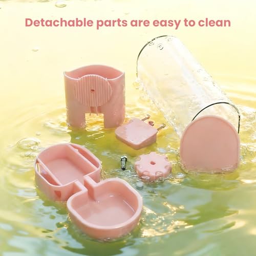 Rabbit Water Bottle for Cage Crate, 29oz No Drip Hanging Automatic Pet Water Dispenser for Small Animal Guinea Pig Bunny Chinchilla Ferret Hedgehog Puppy Cat (Pink) - color: Pink