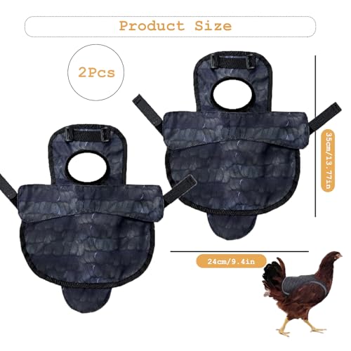 2PCS Chicken Saddle for Hens, Waterproof Printed Hen Saddle for Chickens, Chicken Apron Clothes for Poultry Protector Wing Back Feather Fixer Supplies(Fits Medium Large Size) - color: CHICKEN CLOTHES-Black