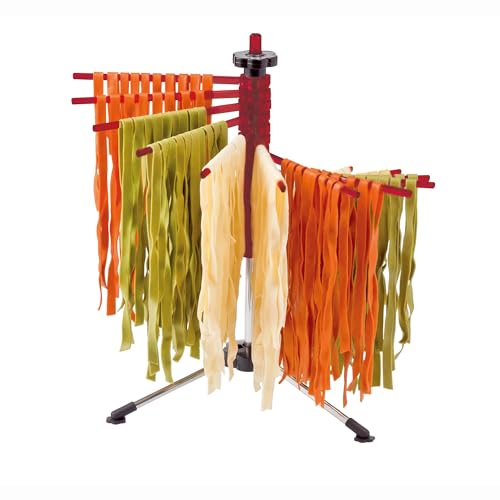 Fantes Collapsible Pasta Drying Rack, Clear, Holds up to 4.5-Pounds, The Italian Market Original since 1906 - color: Red