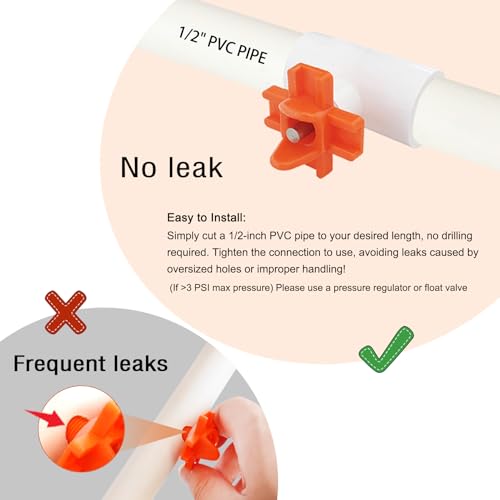 Horizontal Chicken Waterer Nipples with 1/2 PVC Tee Fittings DIY Automatic Chicken Watering System Kit (Orange, 6Pcs) - size: 6