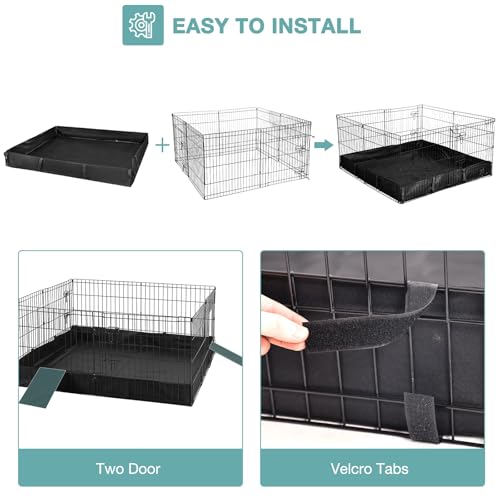 Rabbit Playpen，Small Animal Cage with Waterproof Mat, 48" L*48" W*24" H Metal Hedgehog with Door, C&C Cage for Guinea Pigs, Bunny, Hedgehogs, Chinchillas(Playpen Only) - color: Black