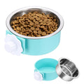 Crate Dog Bowl, Removable Stainless Steel Pet Cage Hanging Anti-Overturn Food Water Feeder Cage Cup (Round, Light Blue, 13.2oz), Intended for Puppies/Cat/Rabbit/Bird - color: Light Blue, size: 5.1"(13.2oz)